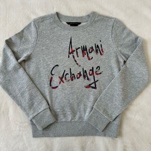 Armani Exchange Authentic Ladies Size XS Heather Gray Sequin Script Sweatshirt
